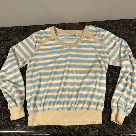 Vintage Calliope Velour Sweater 70s 80s Made in Korea Medium Striped Womens - Picture 4 of 7
